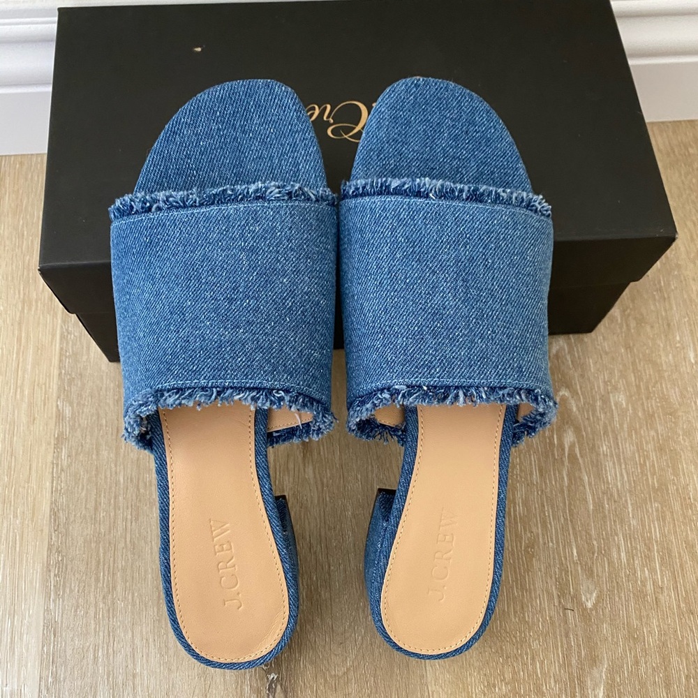 NWT J Crew Low-heel mules in denim